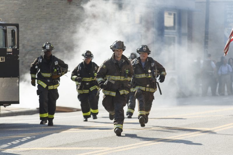 CHICAGO FIRE -- "Scorched Earth" Episode 503 -- Pictured: (l-r) Eamonn Walker as Wallace Boden, Jesse Spencer as Matthew Casey, Christian Stolte as Mouch -- (Photo by: Parrish Lewis/NBC)